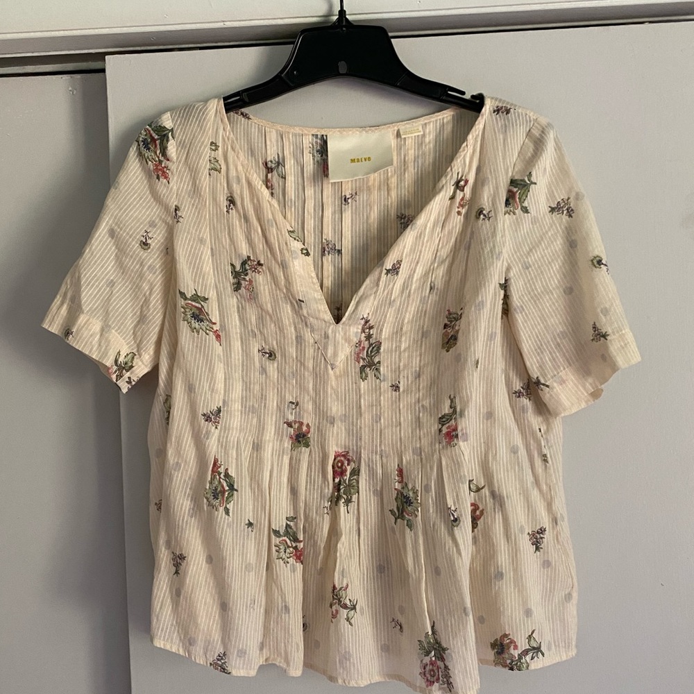 Anthropologie Maeve Floral Short-Sleeve Blouse